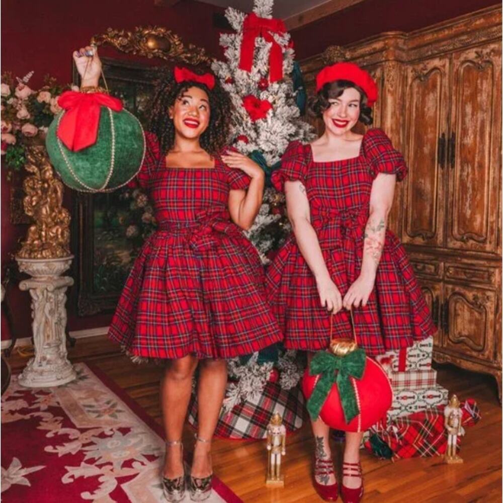 Ivy City Co x Courtney Keiko Nutcracker Holiday Red Plaid Dress Womens Size 2 - Picture 14 of 14